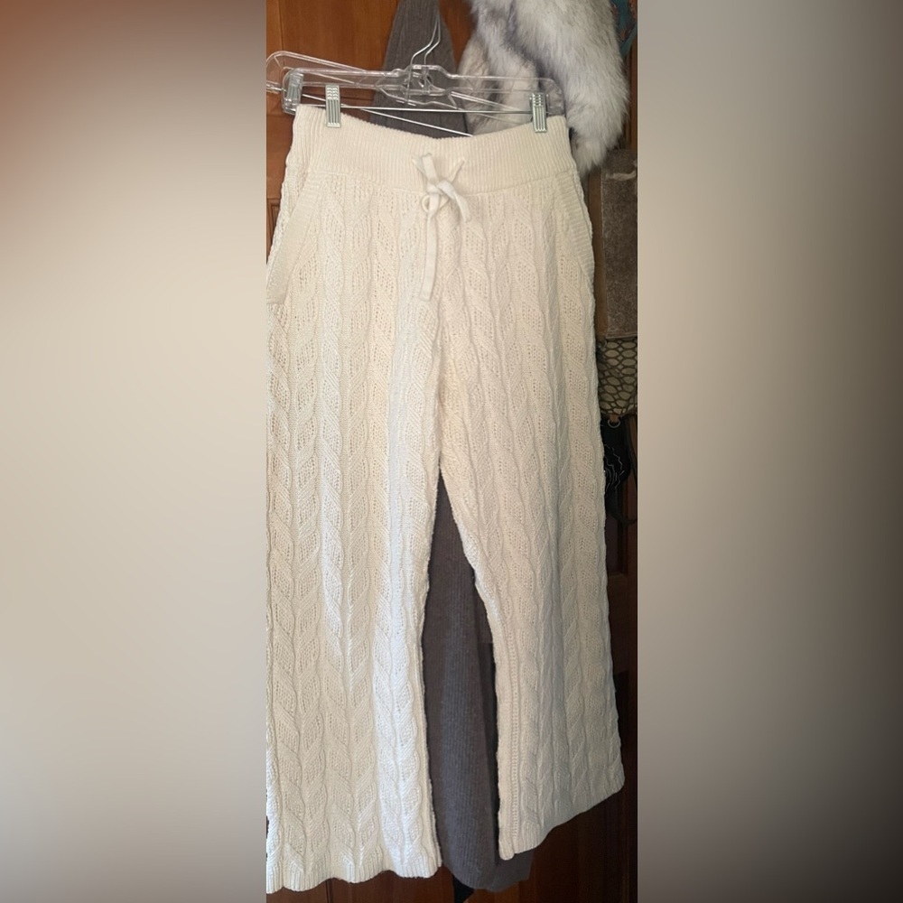 Gorgeous Eberjey Cozy Cable Knit Lounge Pants - Cream w/Pockets and Drawstring - Picture 13 of 16